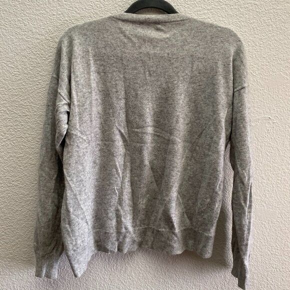 J.Crew Textured Stripe Wool Angora Rabbit Hair Sweater Grey Black 08423 Large - Picture 4 of 4